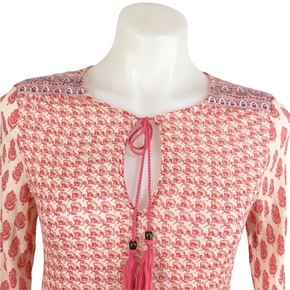 Soft Joie Daria Boho Floral Print Dress White Coral Summer Multi Size XS - Picture 2 of 8